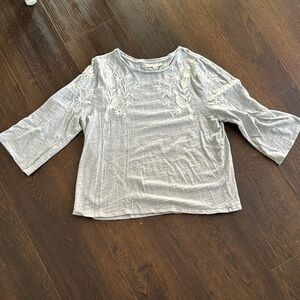 LOFT Embroidered Top With 3/4 Sleeves - XL